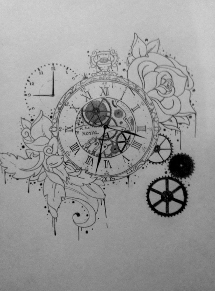 736x996 Drawn Clock Abstract - Compass Clock Drawing