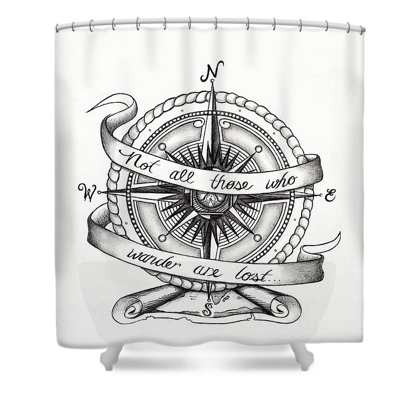 800x800 Compass Drawing Shower Curtain For Sale - Compass Drawing