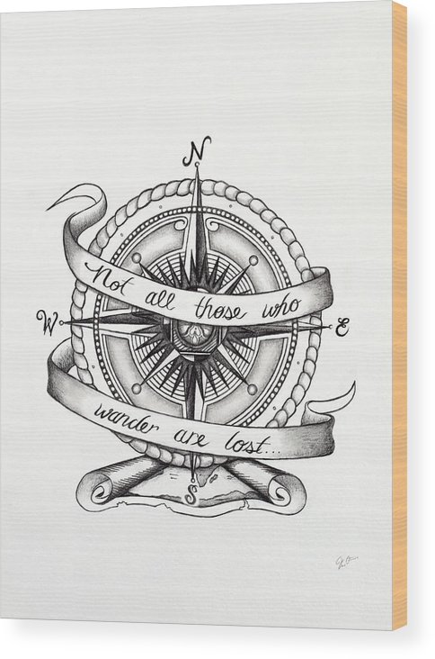 484x732 Compass Drawing Wood Print - Compass Drawing