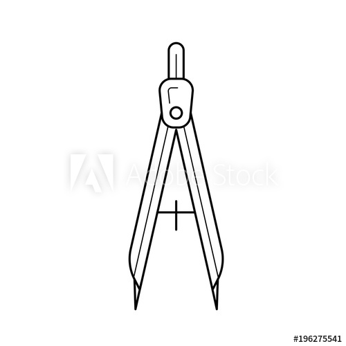 500x500 Technical Compass Vector Line Icon Isolated On White Background - Compass For Drawing Circles
