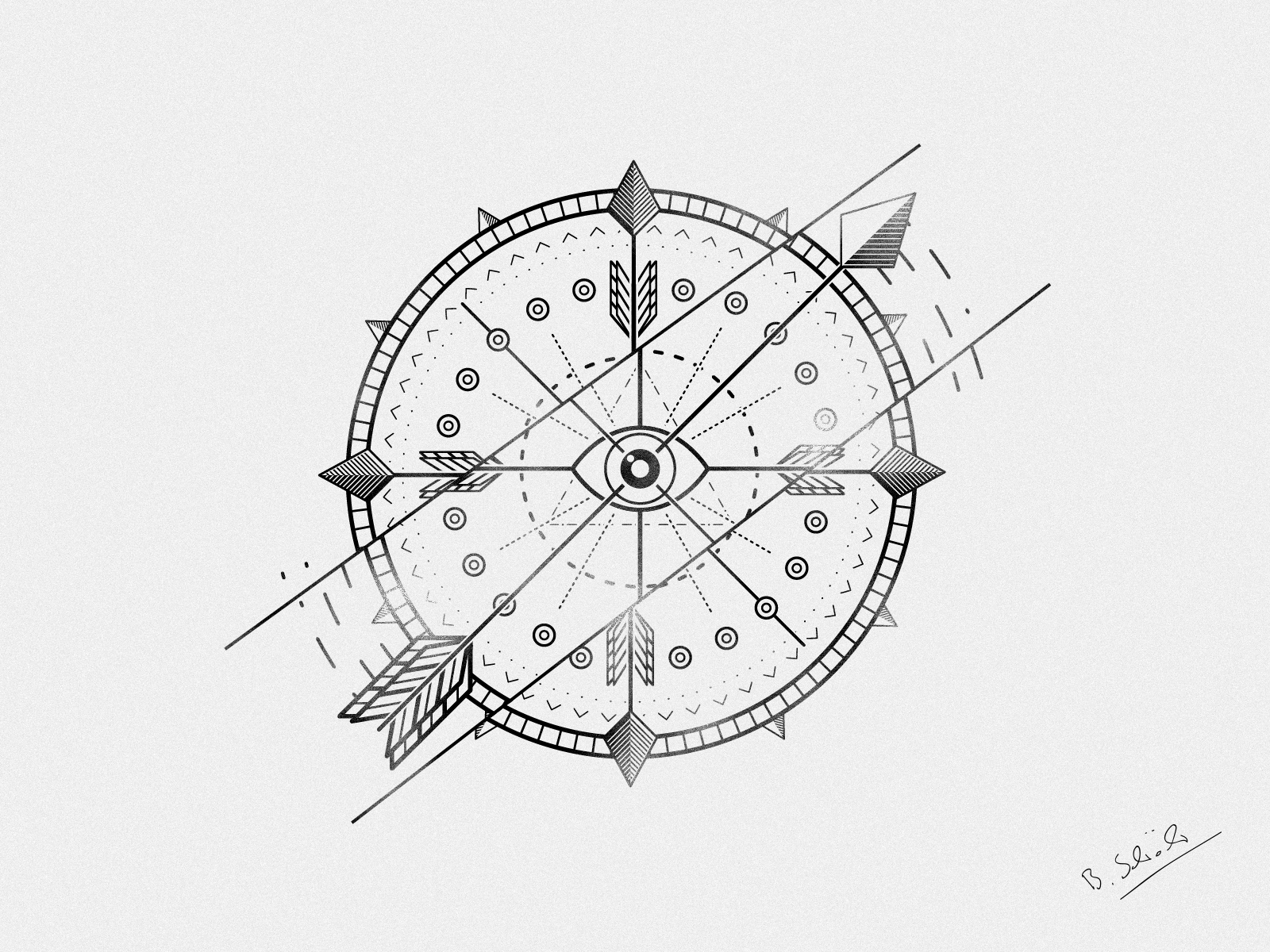 1600x1200 Dribbble - Compass Line Drawing