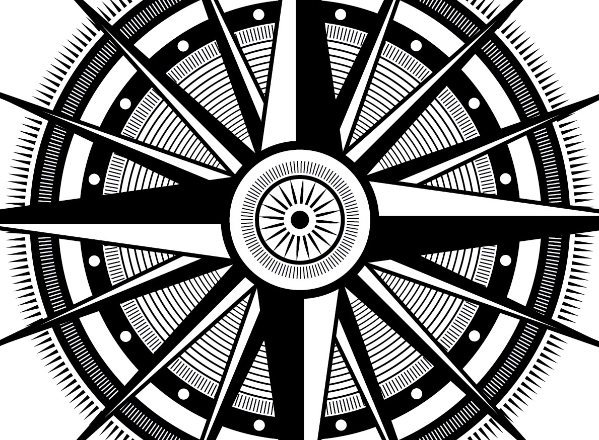 1189x875 How To Create An Ornate Compass Rose In Illustrator - Compass Line Drawing