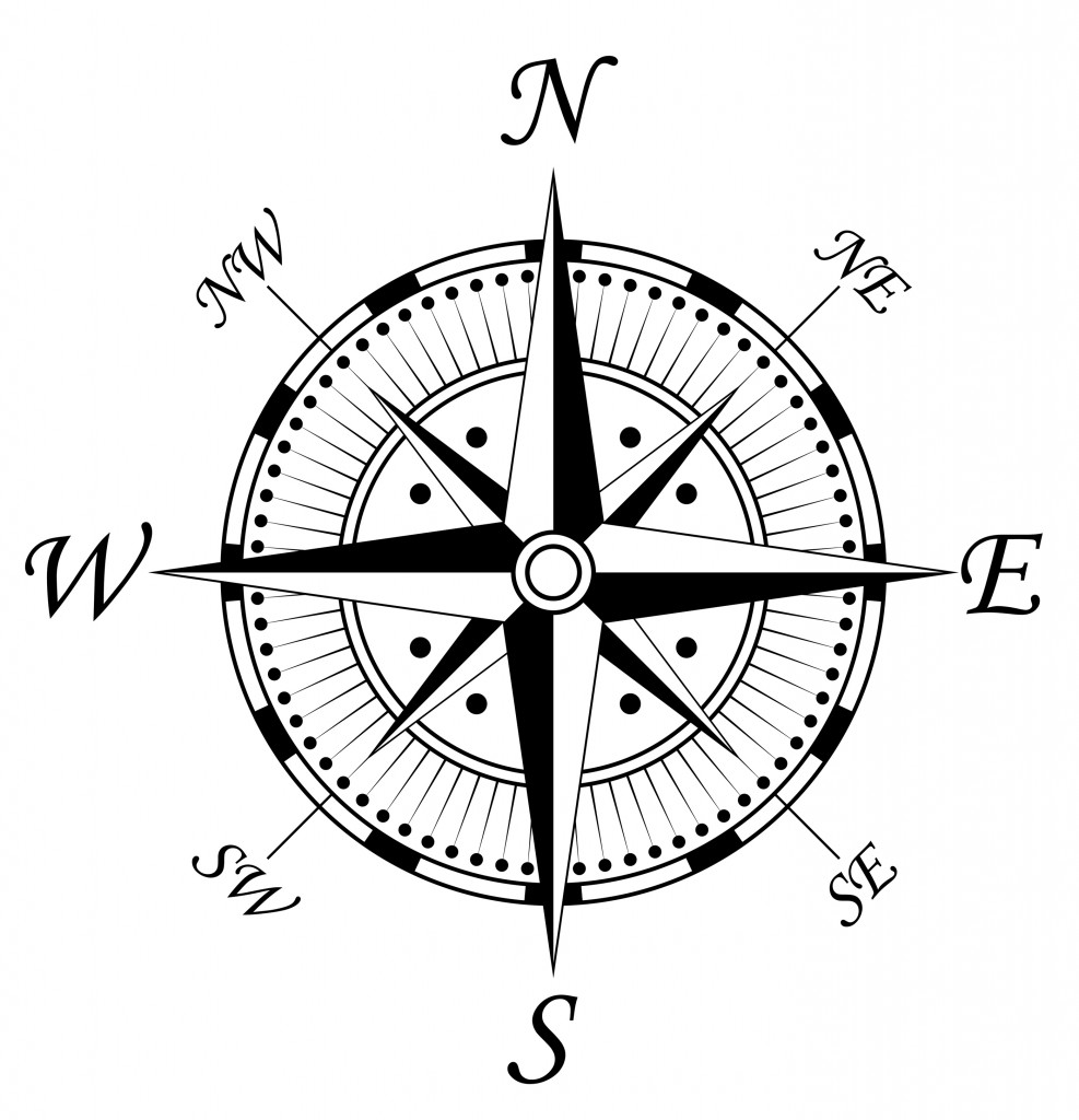 987x1024 Line Tattoo Compass - Compass Line Drawing