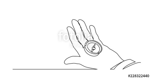 500x264 Animation Of Continuous Line Drawing Of Hand Holding Compass - Compass Line Drawing