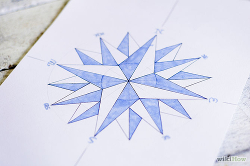 500x332 how to draw a compass rose steps - Compass Rose Drawing