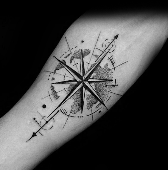 564x569 Small Compass Tattoos For Men - Compass Tattoo Drawing