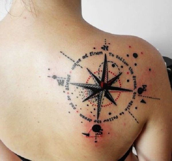 600x560 Artistic And Eye Catching Compass Tattoo Designs - Compass Tattoo Drawing