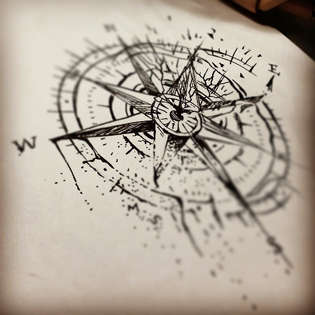 640x640 Compass Tattoo Drawing At Com Free For Personal Us On Wrist - Compass Tattoo Drawing