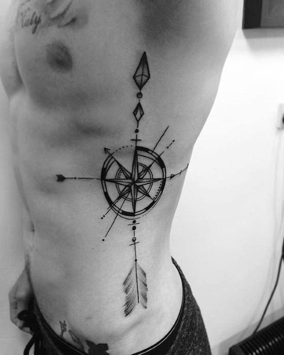 560x700 Geometric Compass Tattoo Designs For Men - Compass Tattoo Drawing