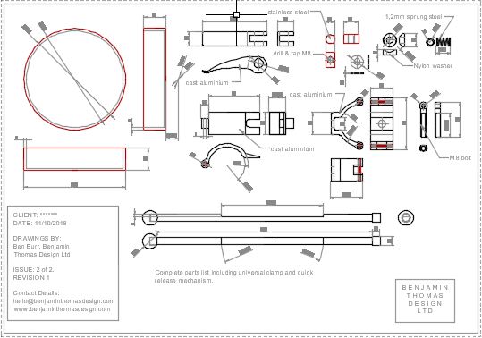 539x378 Technical Drawing Benjamin Thomas Design Ltd - Component Drawing