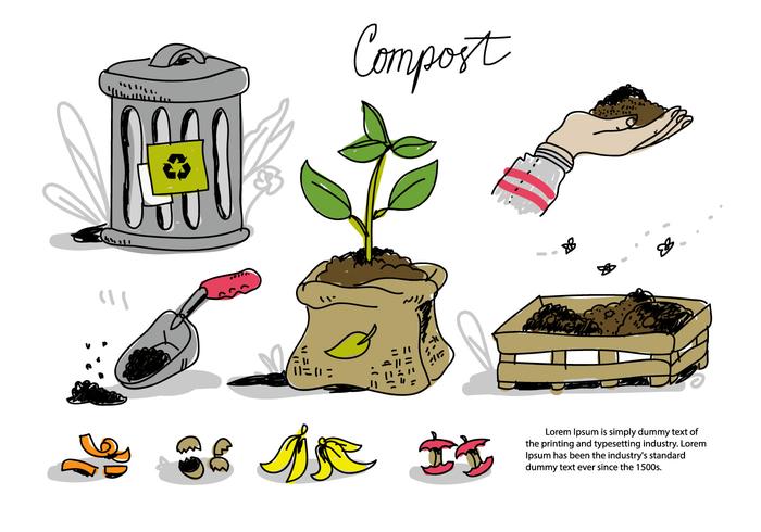 700x490 Compost Recycle Processing Doodle Vector Illustration - Compost Drawing