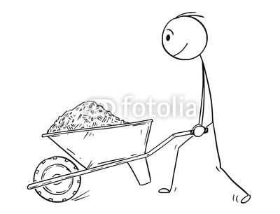 400x306 Cartoon Stick Drawing Conceptual Illustration Of Man Pushing - Compost Drawing