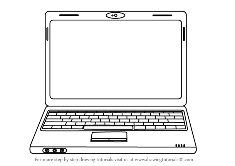 800x567 Learn How To Draw A Laptop - Computer Cartoon Drawing