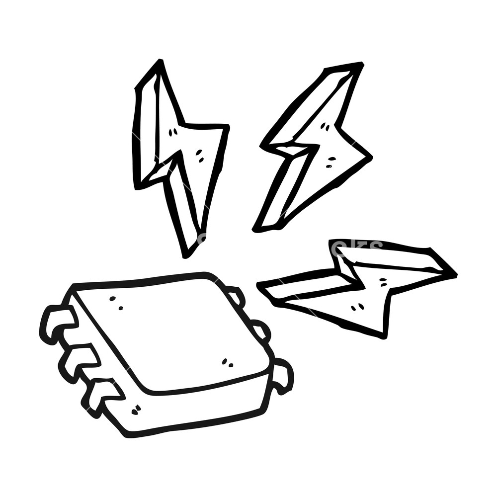 1000x1000 Freehand Drawn Black And White Cartoon Computer Chip Royalty Free - Computer Chip Drawing