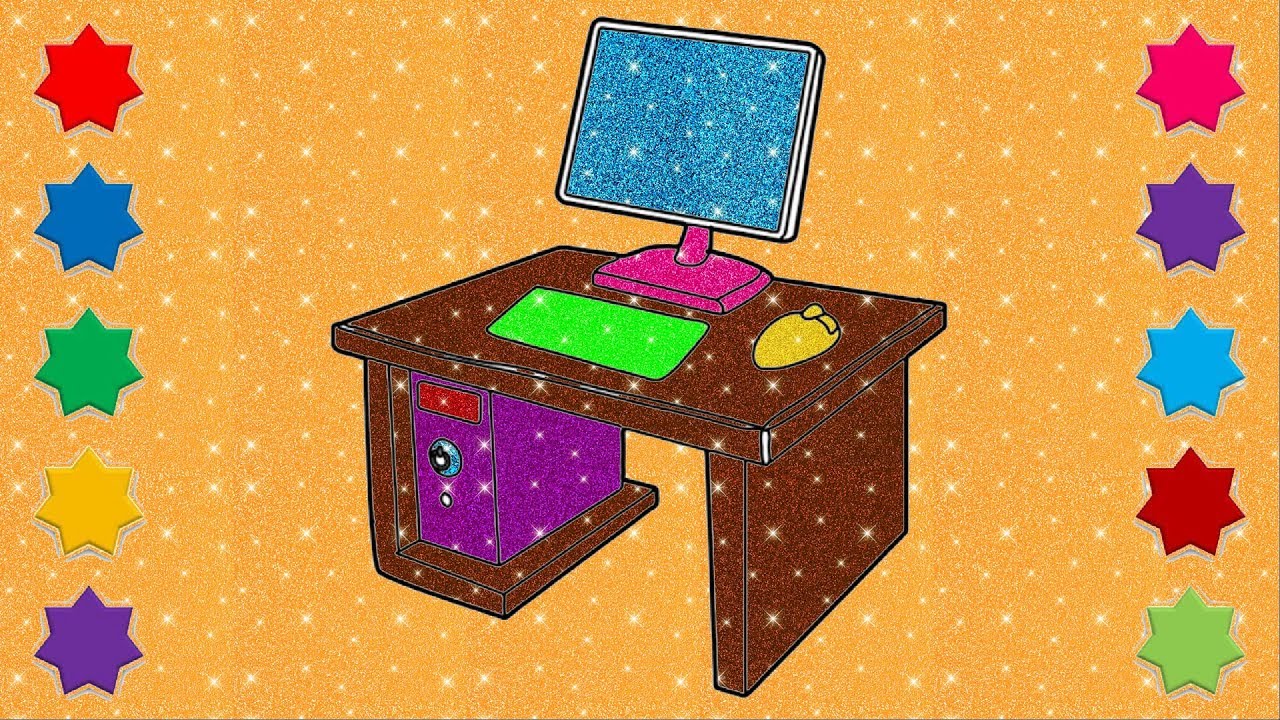 1280x720 Computer Desktop With Table Drawing How To Draw Laptop Smart - Computer Desk Drawing