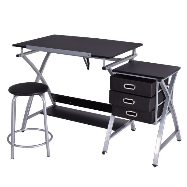 600x600 adjustable drafting table drawing desk with stools - Computer Desk Drawing