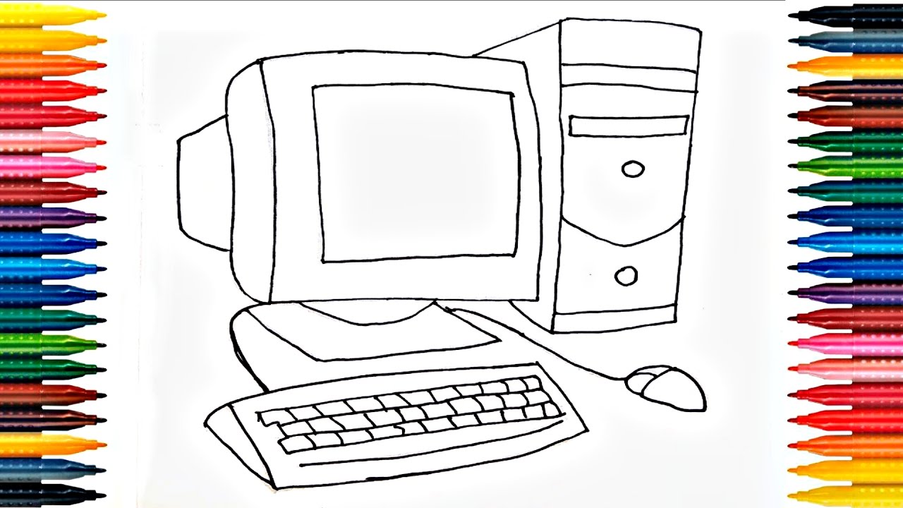 1280x720 desktop coloring pages how to draw computer drawing computer pages - Computer Drawing