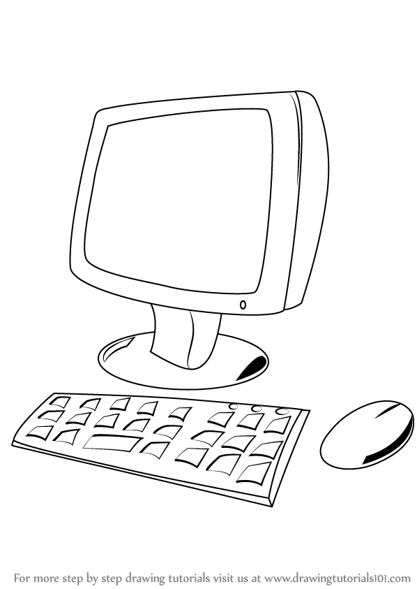 598x843 Learn How To Draw A Computer For Kids - Computer Drawing