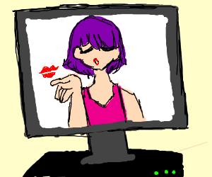 300x250 Girl Blows A Virtual Kiss To You Via Computer Drawing - Computer Drawing Pictures