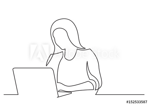 500x354 Woman Working On Laptop Computer - Computer Drawing Pictures