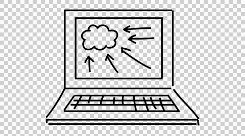 480x268 Cloud Computer Line Drawing Illustration Animation - Computer Line Drawing