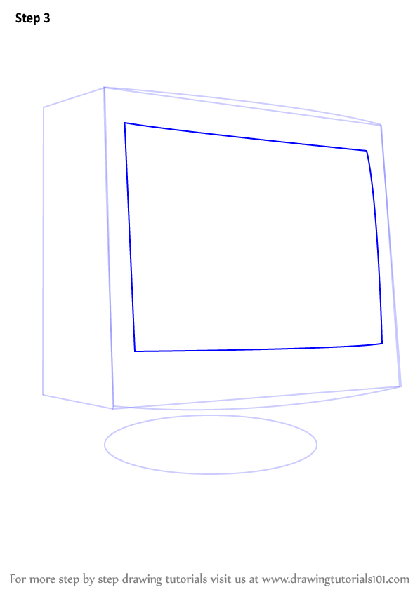598x844 learn how to draw a computer monitor - Computer Monitor Drawing