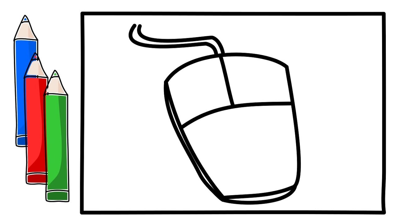 1280x720 how to drawing a computer mouse and coloring it for kids drawing - Computer Mouse Drawing Images