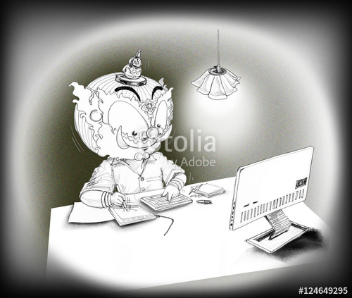 500x423 Thai Giant Working Use Pen Mouse Pencil Sketch Stock Photo - Computer Mouse Pencil Drawing