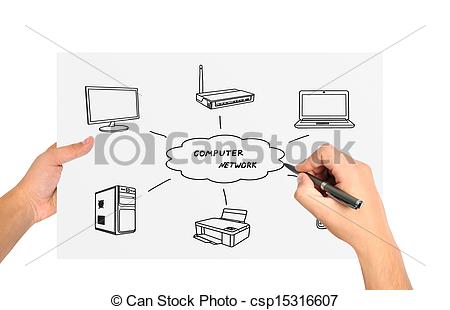 450x310 Hand Drawing Computer Network Scheme On Paper - Computer Network Drawing