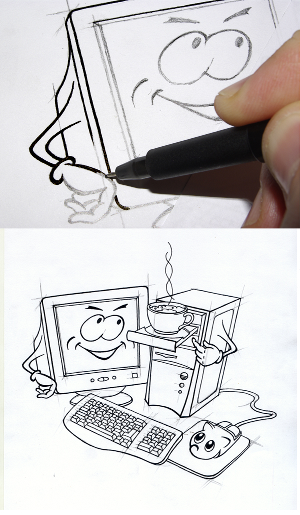 600x1028 How To Apply Toon Style Coloring Techniques To A Pencil Drawing - Computer Pencil Drawing