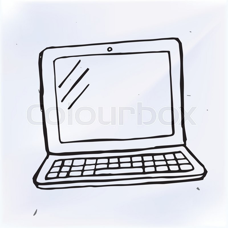 800x800 Hand Draw Doodle Laptop, Computer Stock Vector Colourbox - Computer Vector Drawing