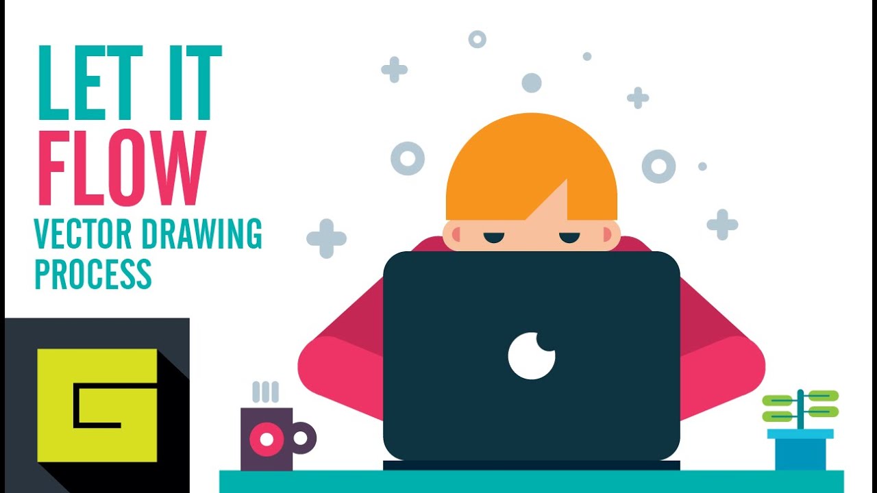1280x720 Let It Flow Computer Boy, Flat Character Drawing Process - Computer Vector Drawing