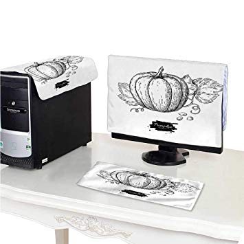 355x355 Computer Dust Coverpumpkin Vector Drawing Set Isolated - Computer Vector Drawing