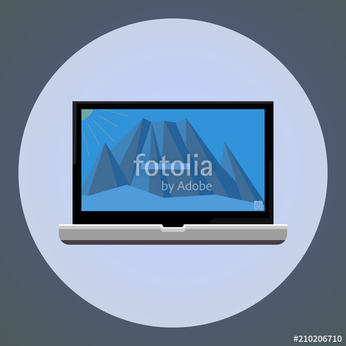 500x500 modern computer vector drawing of a laptop computer stock image - Computer Vector Drawing