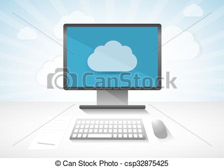 450x338 computer computer on desk vector draw illustration - Computer Vector Drawing