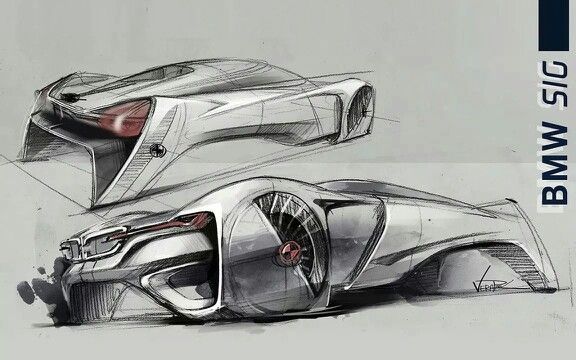 576x360 awesome curves on this futuristic bmw concept drawing car - Concept Car Drawings