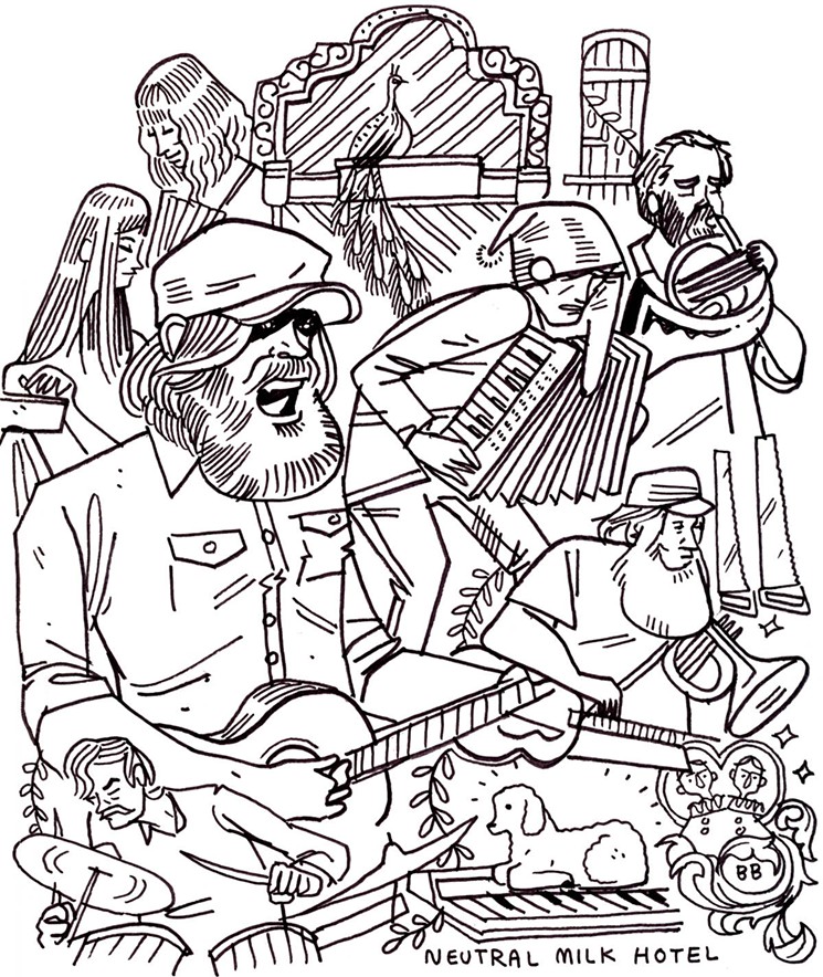 745x884 neutral milk hotel in miami review live concert drawings - Concert Drawing