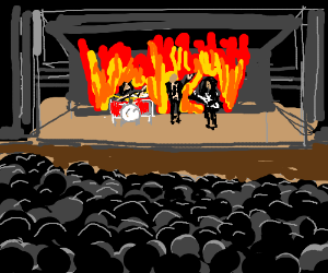 300x250 Metal Concert With Giant Fire Behind The Stage Drawing - Concert Stage Drawing