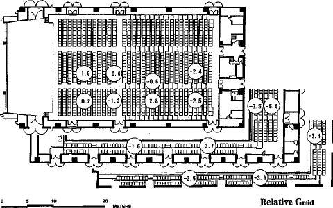 480x300 Outline Drawing Of The Pyramidal Sound Reflector Hung Above Stage - Concert Stage Drawing