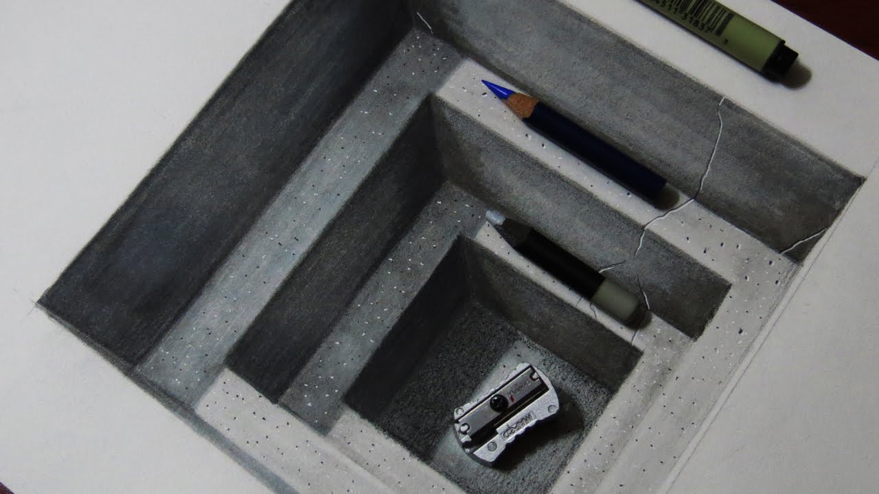 1280x720 how to draw a realistic concrete hole - Concrete Drawing