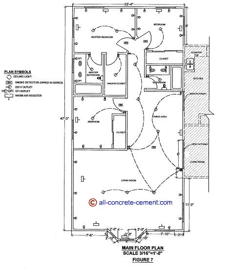 465x552 Home Addition Plans, Room Addition Blueprint, Garage Floor Plan - Concrete Floor Drawing
