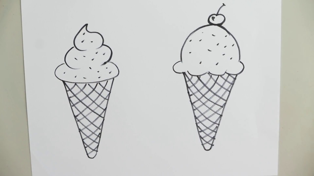 1280x720 How To Draw An Ice Cream Cone - Cone Drawing