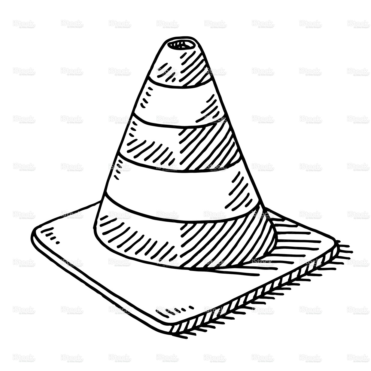 1235x1235 Stock Illustration Traffic Cone Drawing - Cone Drawing