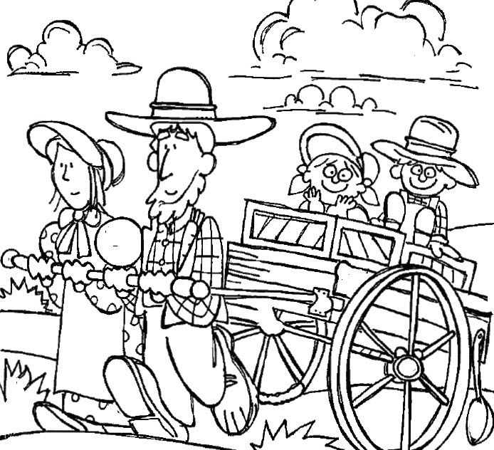 694x632 Covered Wagon Coloring - Conestoga Wagon Drawing