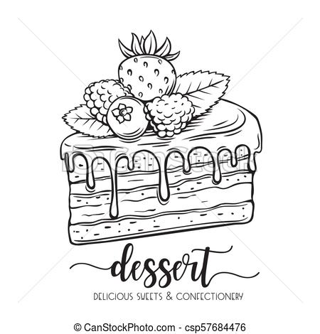 450x470 vector hand drawn cake icon piece of chocolate dessert - Confectionery Drawing