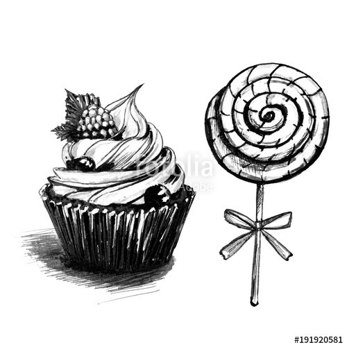 500x500 set of confectionery, hand drawing, on white stock photo - Confectionery Drawing