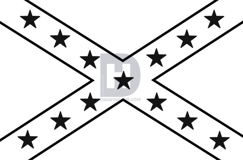 800x528 How To Draw The Confederate Flag, Step - Confederate Drawings