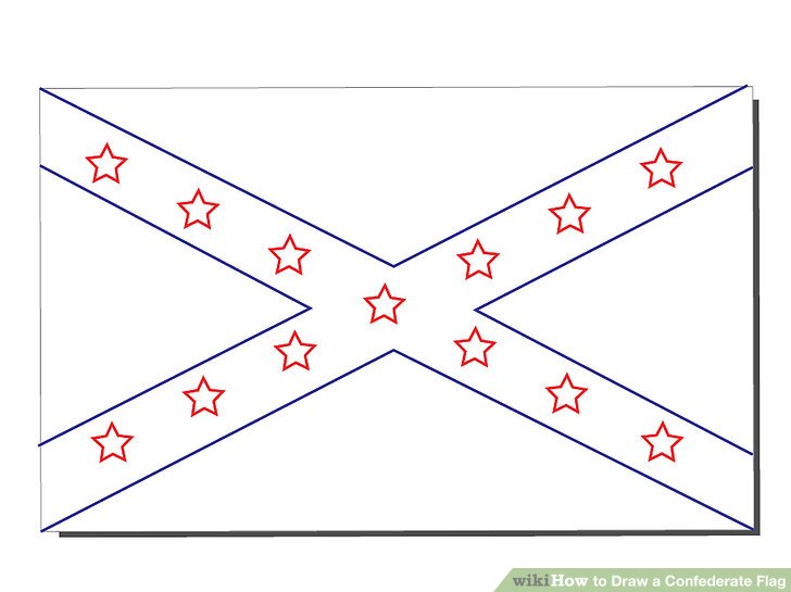 728x545 How To Draw A Confederate Flag Steps - Confederate Drawings