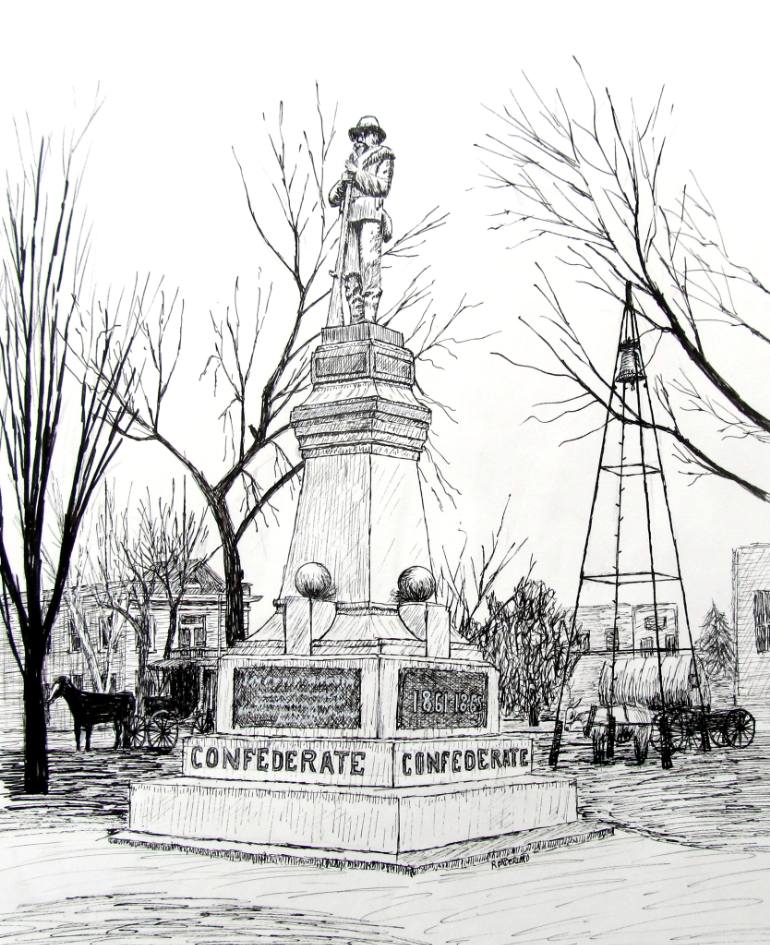770x945 Confederate Monument, Bentonville, Arkansas Drawing - Confederate Drawings