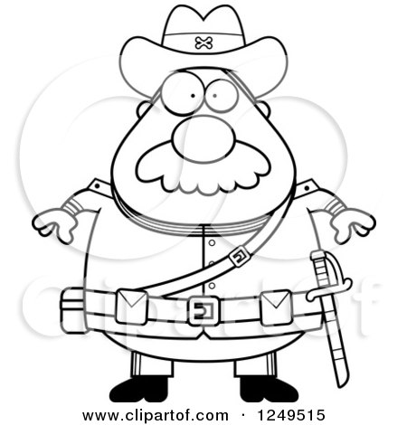 450x470 clipart of a black and white chubby civil war confederate soldier - Confederate Soldier Drawing